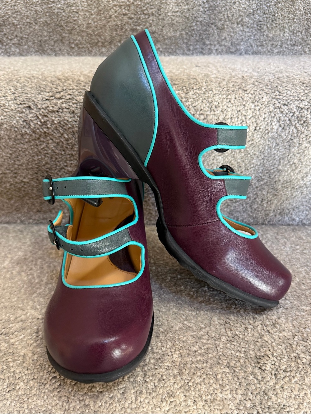 🎉John Fluevog LIZ Mary Jane 2.5”Heels, Women’s Size 10, Uva/Libel/Aqua